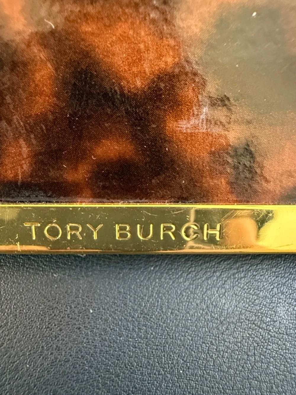 Tory Burch Tortoiseshell Frame Clutch Wallet Gold Hardware Resin Evening Bag